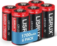 1700mAh CR123A 3V Lithium Battery 6 Pack, 3 Volt High Power CR17345,... 