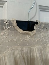 ANTIQUE BAPTISMAL CHRISTENING EMBROIDER BABY WHITE/IVORY COTTON LONG DRESS