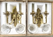 2 VTG MCM NIB BRASS Decorative Crafts Inc. Ornate Electric Wall Sconce Light