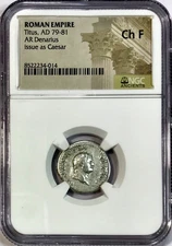 79-81 AD Titus As Caesar Ancient Roman Silver Denarius Rome 77-78 AD NGC F Fine