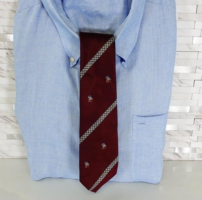 ALEX BROTHERS Neck Tie Mens Red Western Striped Rugby Horse British Oxford Wine