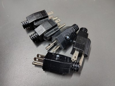 5x AC Plugs 15A 125V 3 Prong Grounded Residential Grade Plug Nema 5-15P Black