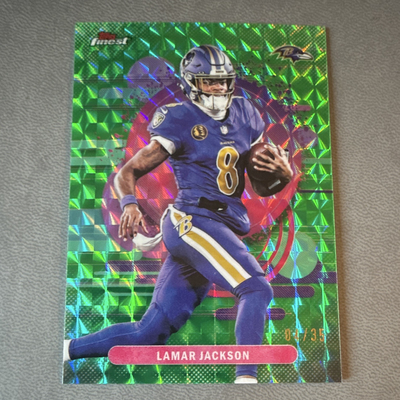 Topps Finest 2025 Lamar Jackson Finest Performance Green Geometric /35 #124