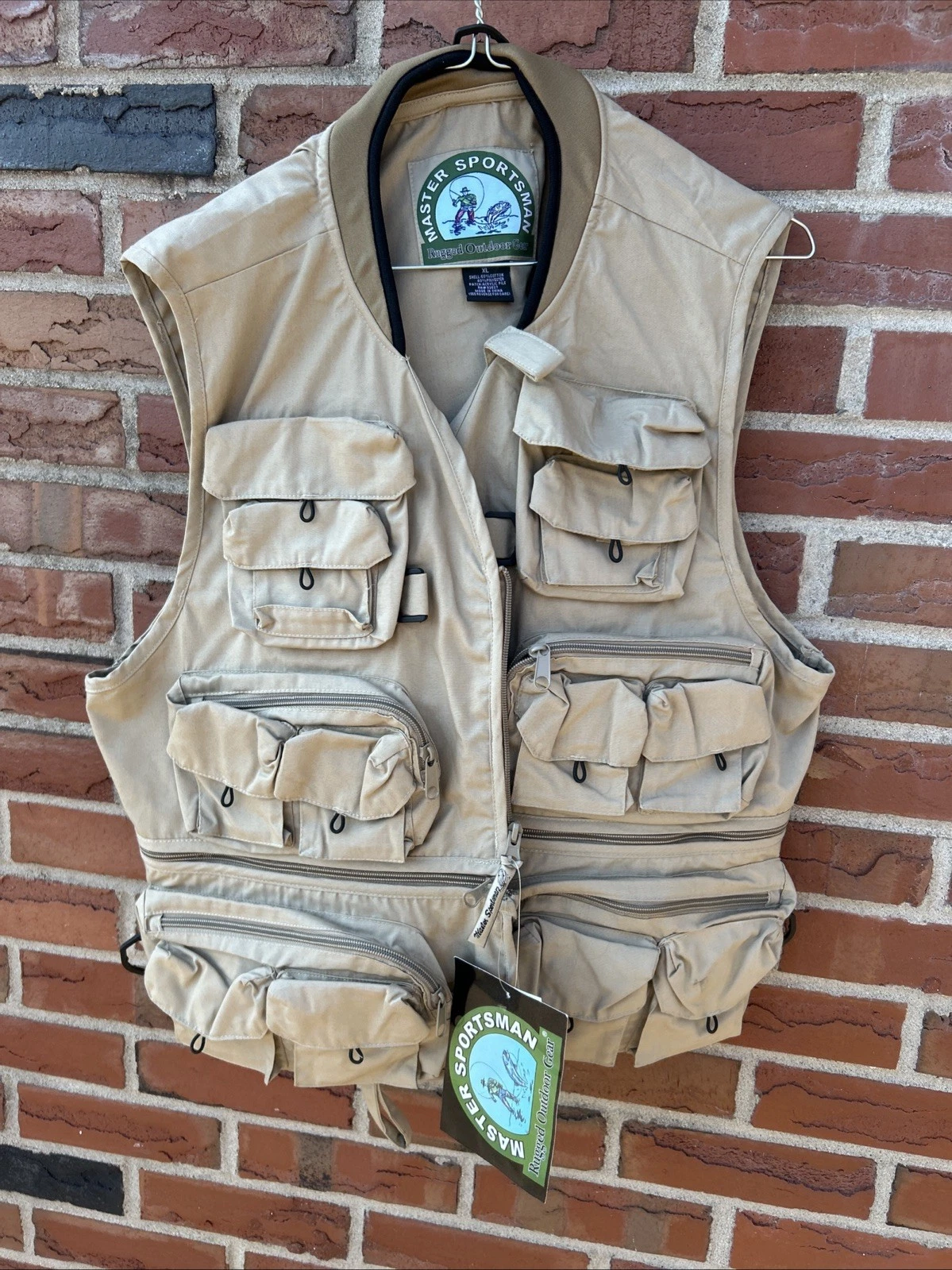 Master Sportsman - Rugged Outdoor Gear- Khaki Fishing Vest - Men’s XL