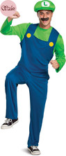 Adult Luigi Costume, Official Nintendo Super Mario Bros Luigi Adult Costume with