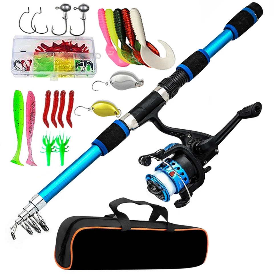 Carbon Fiber Telescopic Fishing Rod Pole Reel Combo Sea Saltwater Freshwater+Bag - Image 2 of 4
