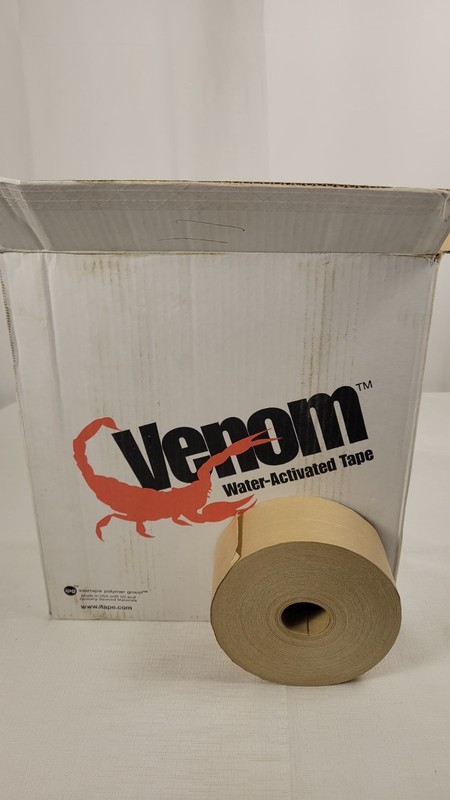 5 ROLLS Venom Reinforced Water Activated Kraft Paper Tape  2.75in 70mm x 450ft