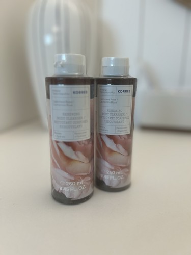 NEW Sealed KORRES Cashmere Rose Renewing Body Cleanser DUO 8.45 oz Each