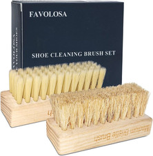 Portable Shoe Cleaning Brush Set of 2 Brushes with Soft and Medium Bristles...