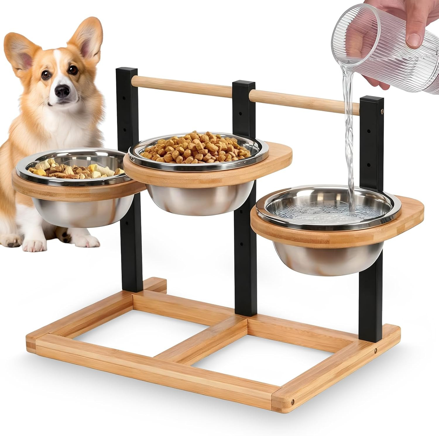 Ciotola Rialzata Design per Cani Grandi: 3 in 1 con 5 Altezze