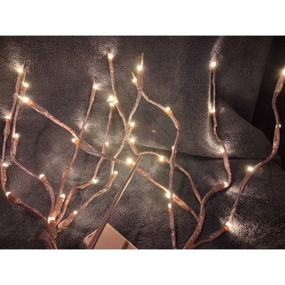 2 - Decorative Lighted (20 ea) Willow Branches Warm White LED Battery Op Brown