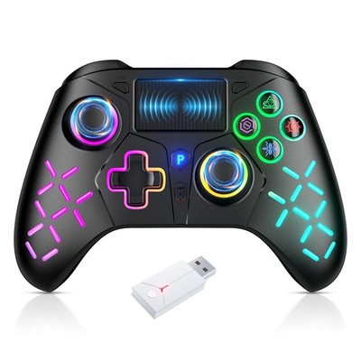 Gamrombo LED Wireless Controller for PS5/PS5 Pro/PS5 Slim with 2.4G Black RGB 
