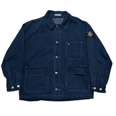 1986–1987 Rare Stone Island Carpenter Denim Jacket Dark Navy XL