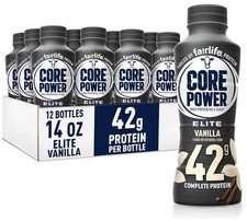 Core Power Elite High Protein Shake, Vanilla, 42g Bottle, 14oz, 12 Pack