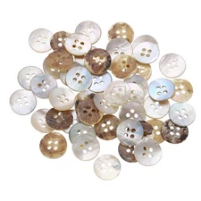 50 Pcs Natural Shell Button, 4 Hole 12.5mm Mother of Pearl Button, Multicolored