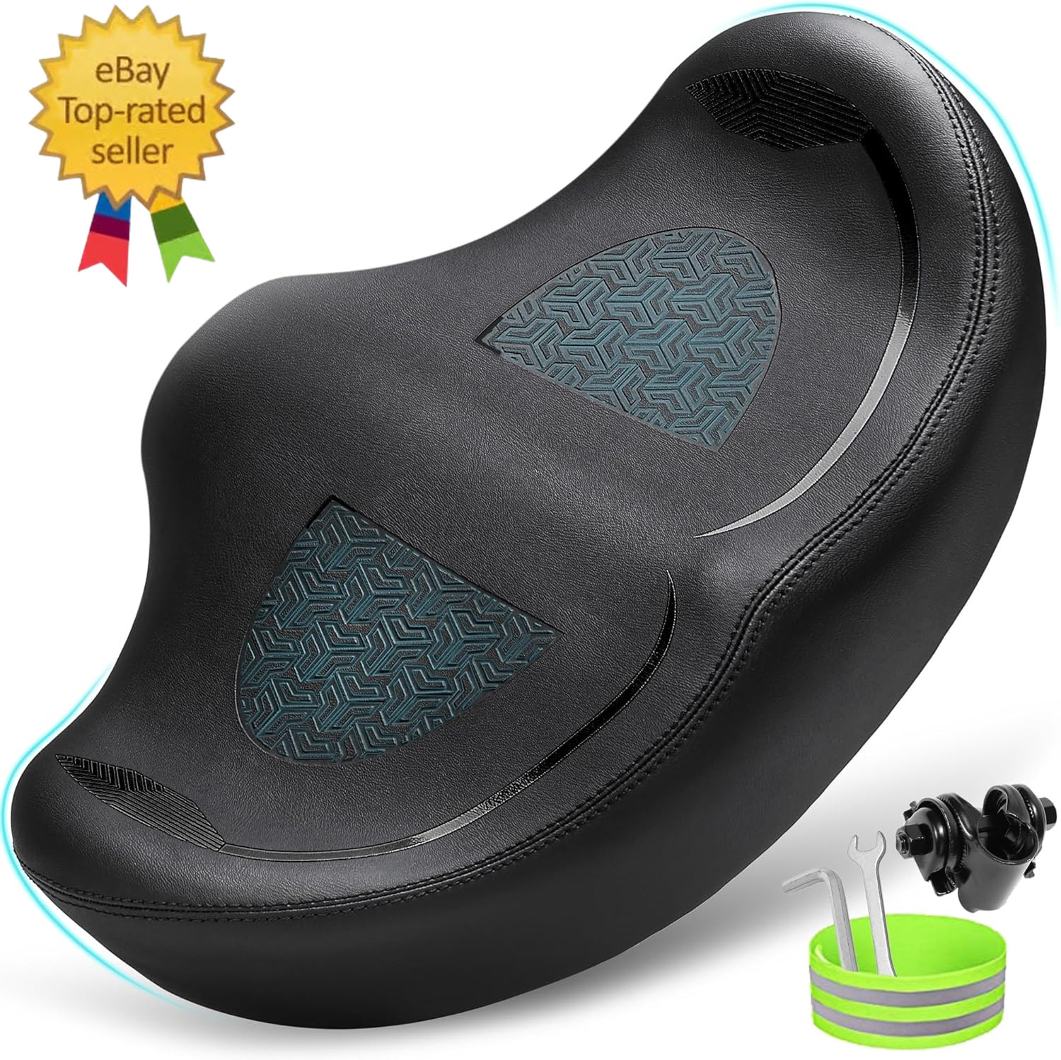 (New) Noseless Oversized Bike Seat for Men Women Comfort, Extra Wide Padded (41.65 USD)