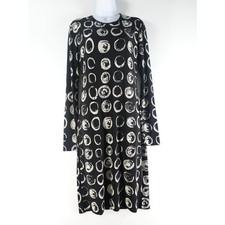 Norma Kamali Kamalikulture Dress Women M Black Bottle Bottoms Print Midi Career
