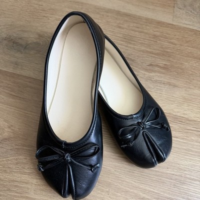 Tabi Ballet Split Toe Flats Women Black Shoes Size 39
