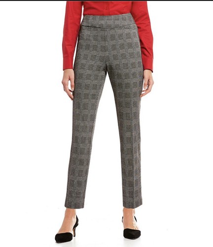 Tummy Control Plaid Ankle Pants 