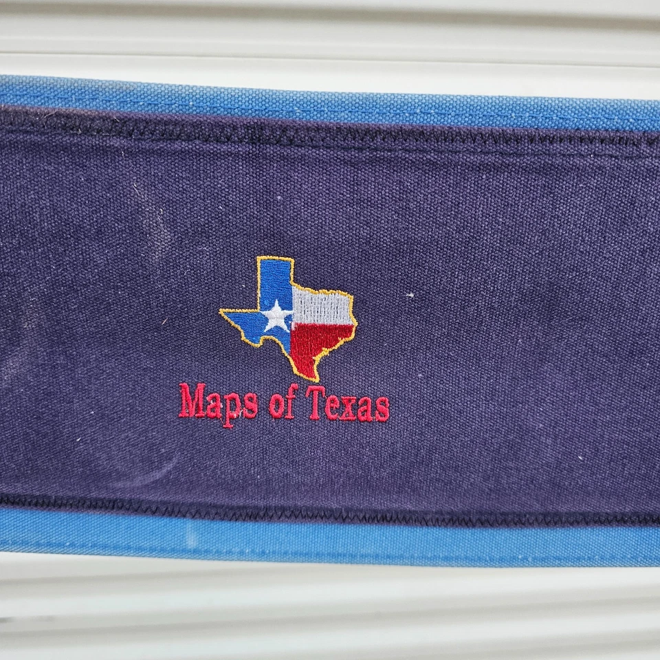 Bar Height Wood Director's Chair - Blue  Canvas Maps of Texas - Image 2 of 4