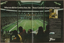 1973 Trane Air Conditioning at NFL Texas Stadium Vintage Print Ad Cowboy Fans