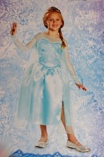 Girls ELSA Frozen Halloween Costume Dress Glitter SNOW Princess Medium 7 8 NEW