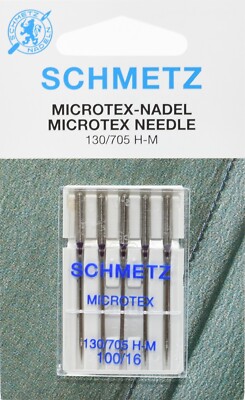 10 Schmetz Nähmaschinennadeln Microtex, Sys 130/705 HLL NM 100 Flachkolben