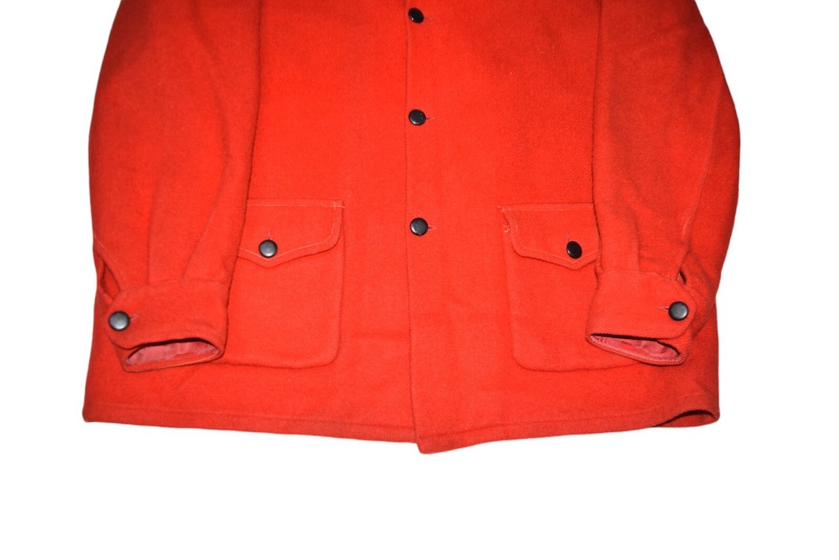 Vintage Hudson Bay Jacket Mens L Red Wool Point Blanket