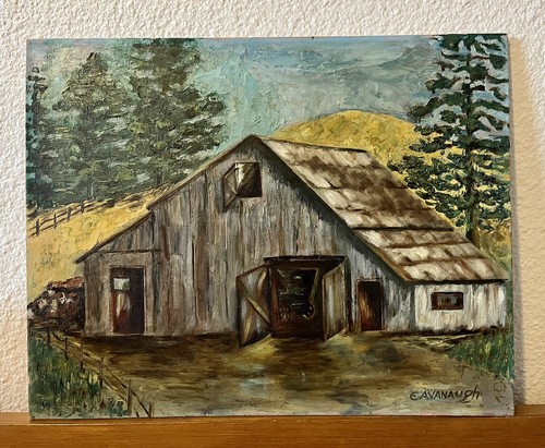 Oil On Canvas Original Art Painting The Old Farmhouse  Artist Signed Cavanaugh