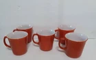 5 Vintage PYREX Burnt Orange Glass 10 oz Coffee Cup Mug USA D-Handle A4