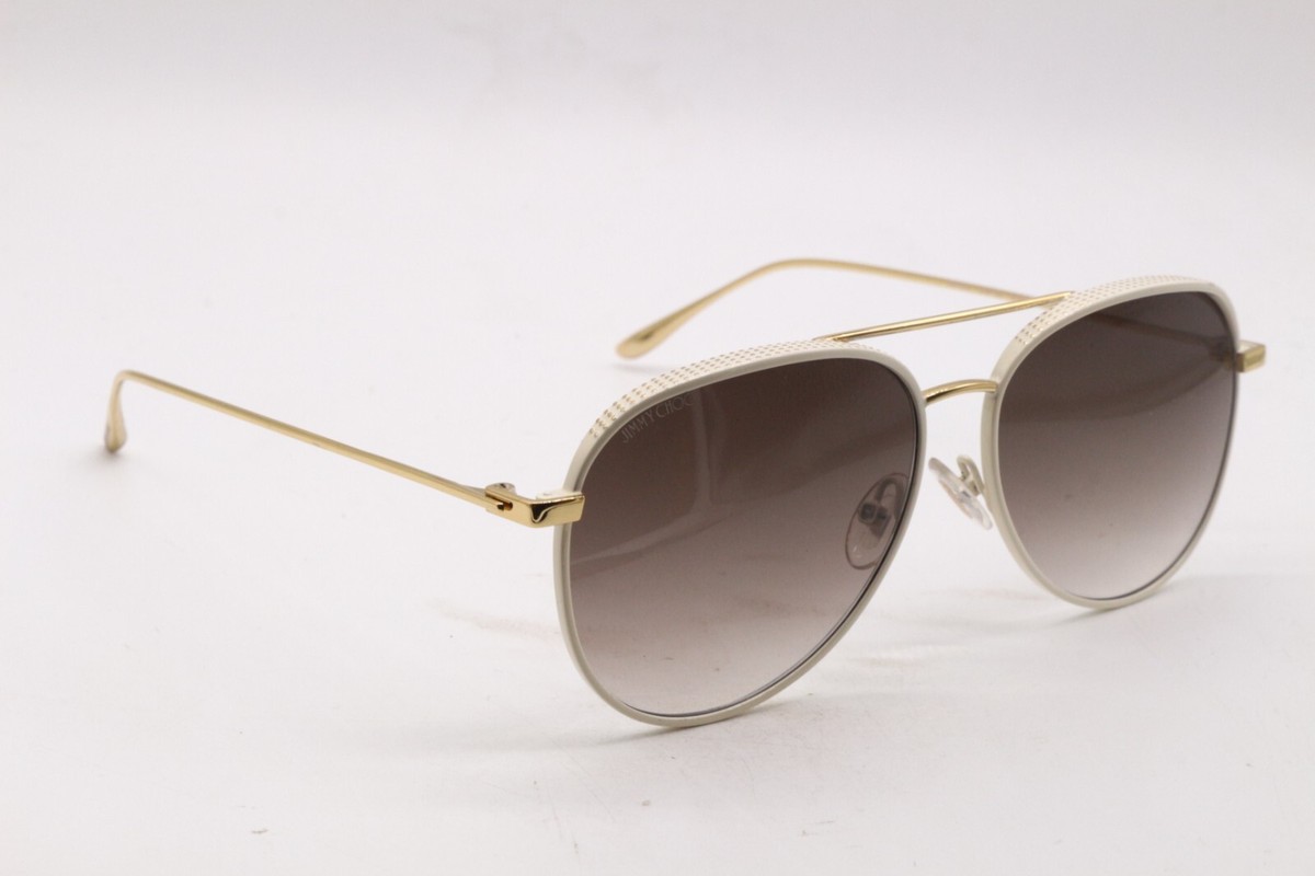 Jimmy Choo White and Gold Sunglasses Zina | Pale Gold Oval Sunglasses | JIMMY CHOO main image 4