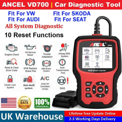 ANCEL VD700-US All System Scanner Diagnostic ABS SRS EPB OBD Code Reader For VAG