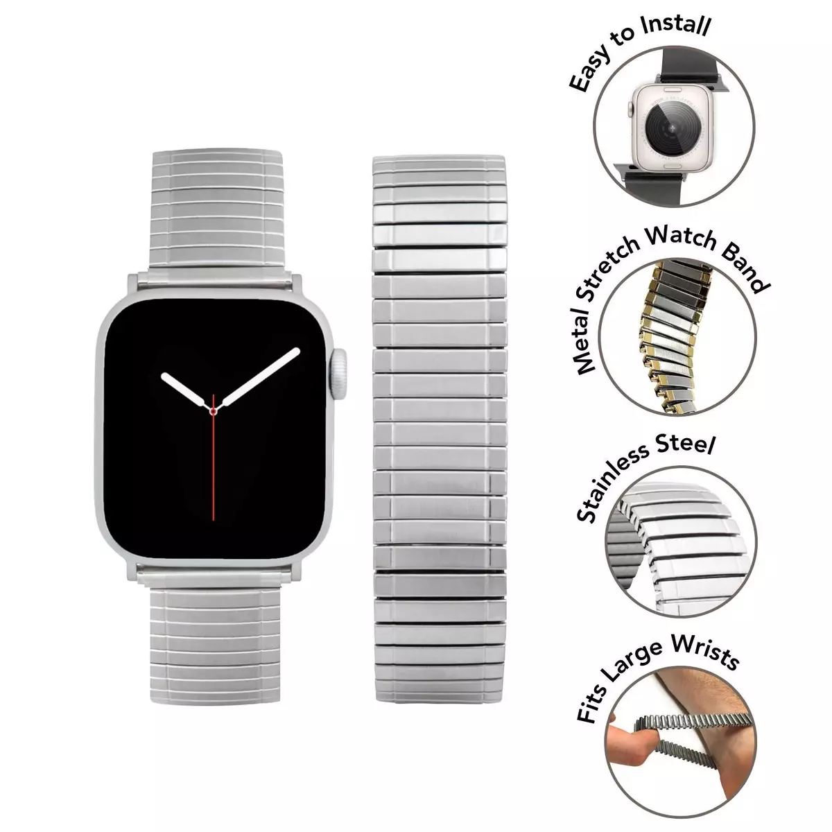 Speidel Twist-O-Flex Stainless Steel Expansion Watchband options Compatible for Use 38/40/41 and The 42/44/45 Apple Watch Series 1,2,3, 4,5 6, 7 and 8