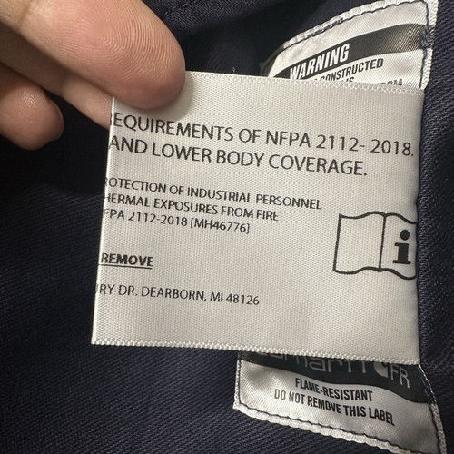 Carhartt Shirt Men 2XL TALL Navy Blue Fire Resistant Loose Fit Twill Long Sleeve - Picture 10 of 13