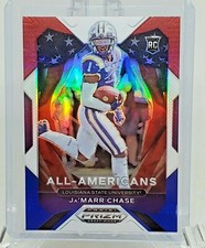 2021 PRIZM DRAFT PICKS JA'MARR CHASE RC PRIZM RED WHITE & BLUE ALL AMERICAN #185