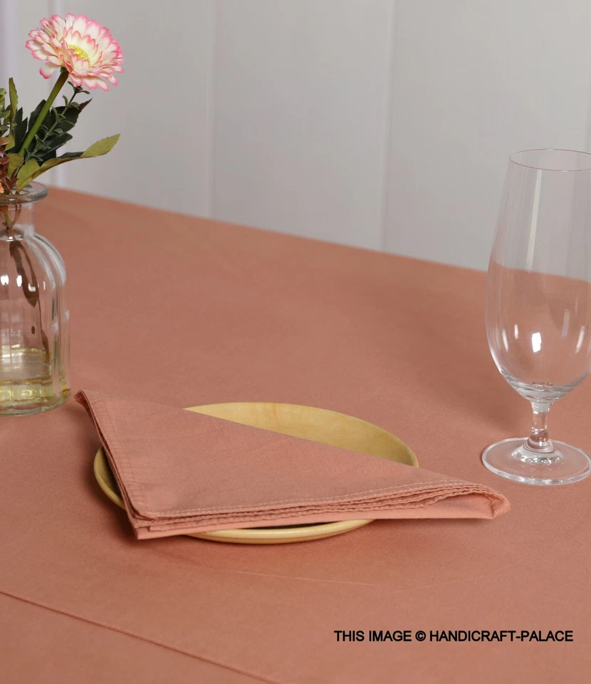 Solid Rose Gold Color Table Cover Kitchen Dining Table Decor Cotton Cloth Set - Image 4 of 4