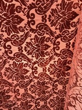 COPPER RED DAMASK CHENILLE UPHOLSTERY BROCADE FABRIC 54 in. Sold By The Yard
