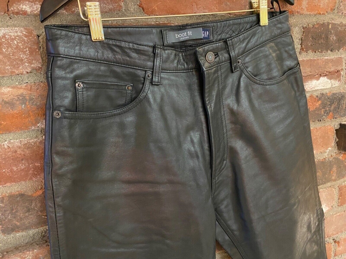 GAP Item #91 Black Leather Pants RockStar 33x30 Styled like 50's