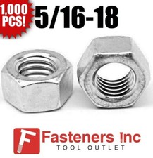 (Qty 1000) 5/16-18 Low Carbon Grade 2 Finished Hex Nuts Zinc Plated 