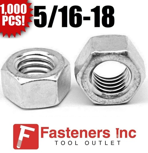 (Stck 1000) 5/16-18 kohlenstoffarme Klasse 2 fertige Sechskantmuttern verzinkt  - Bild 1 von 3