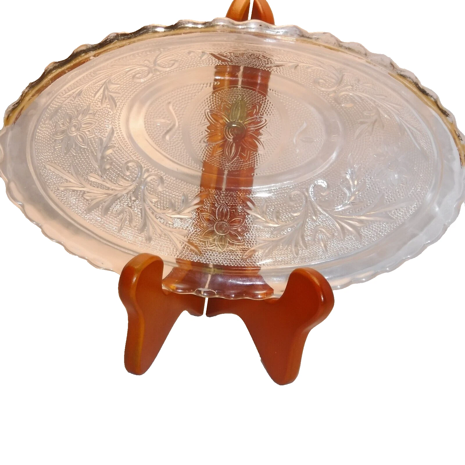 Anchor Hocking Sandwich Glass Oblong Oval Bowl 8.5" Clear Pressed Vintage Decor