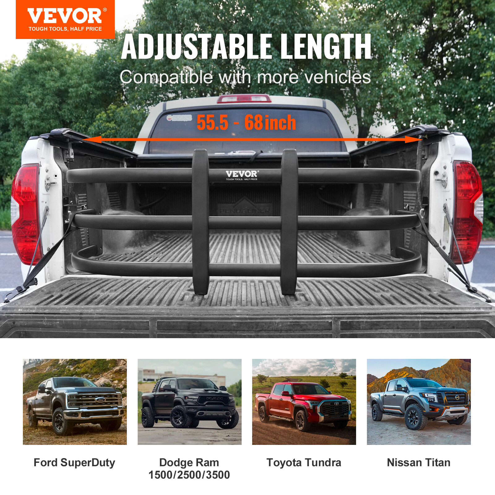 VEVOR Truck Bed Extender Retractable Tailgate Extension Ford/F150/Dodge