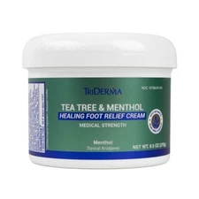 TriDerma Tea Tree Foot Cream with Menthol for Sore Itchy Dry Cracked Feet & Legs