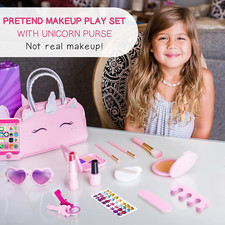 Pretend Play Makeup Kit for Little Girls with Unicorn Purse : Fake Not Real ...