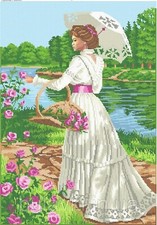 Bead Embroidery Kit lady umbrella Needlepoint Beading Beadwork picture beads