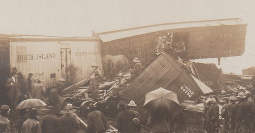 Dows IOWA RPPC 1912 TRAIN WRECK Railroad CRI&P RR RY Rock Island nr Latimer #1 - Picture 2 of 3