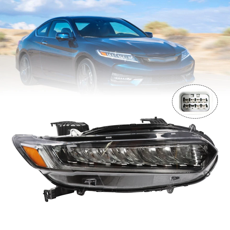 Full LED Headlight Chrome Assembly Right Passenger RH For 2018-2022 Honda Accord - Image 2 of 4