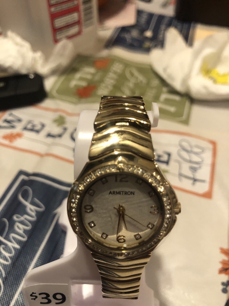 Armitron Women's Genuine Crystal Accented Gold Tone Watch 75/5733SVGP  NEW!!
