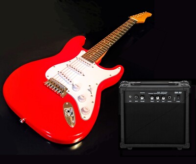  HOLIDAY SPECIAL! +AMP! S Style Electric Guitar +Soft Case/Gig Bag!