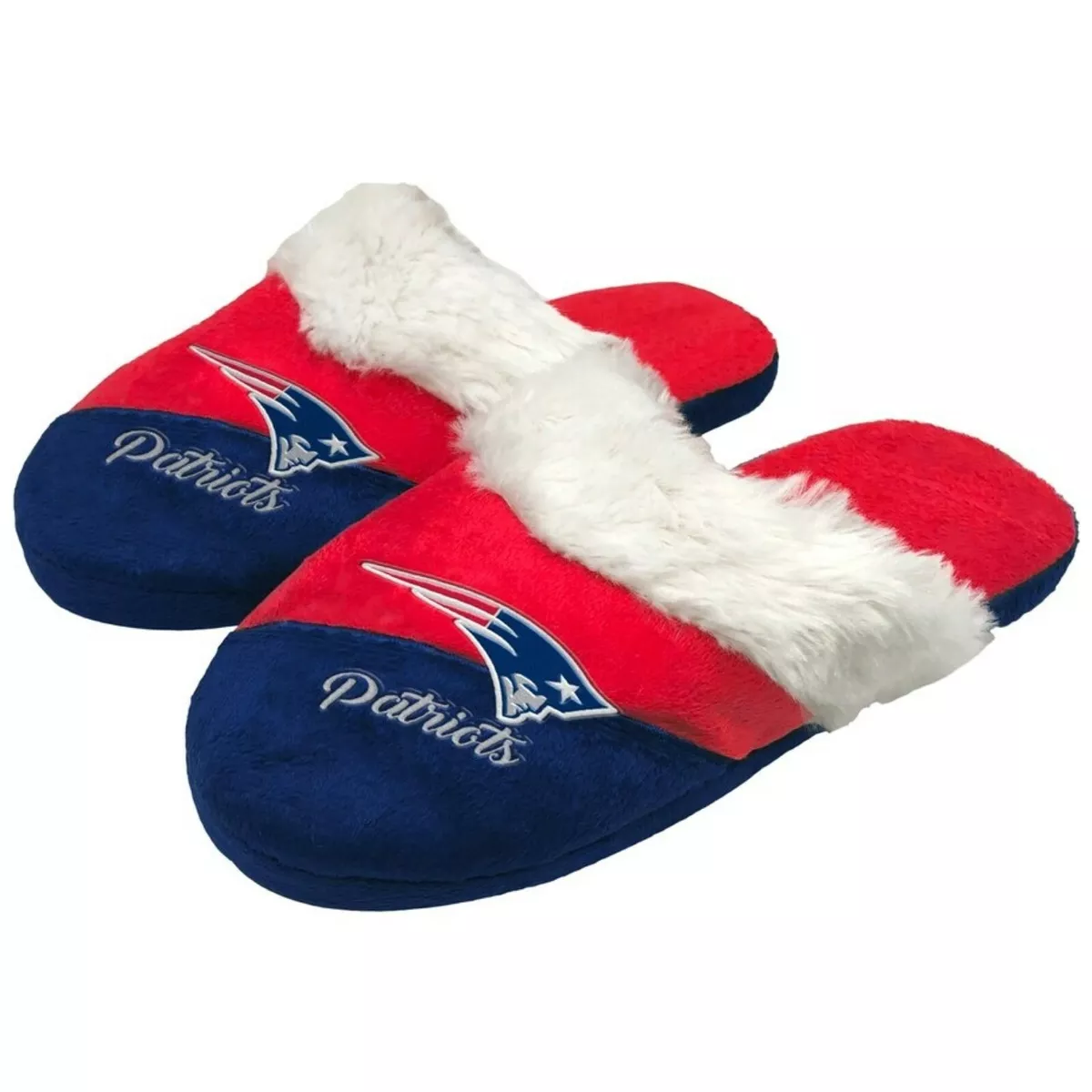 NFL New England Patriots Women s Cursive Color block Slippers